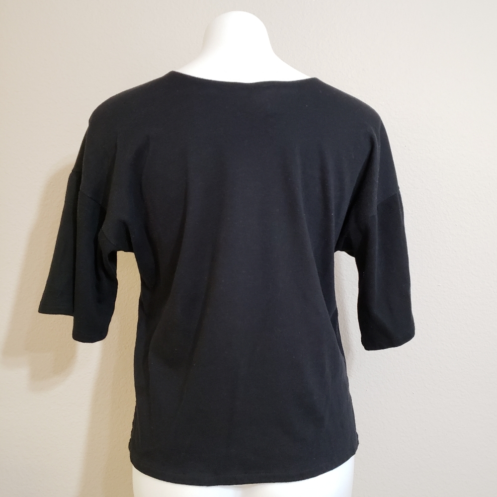 Vintage Foil Silk Screen Leopard Shirt Women's Size Large Black Gold Hawaii - Picture 4 of 6